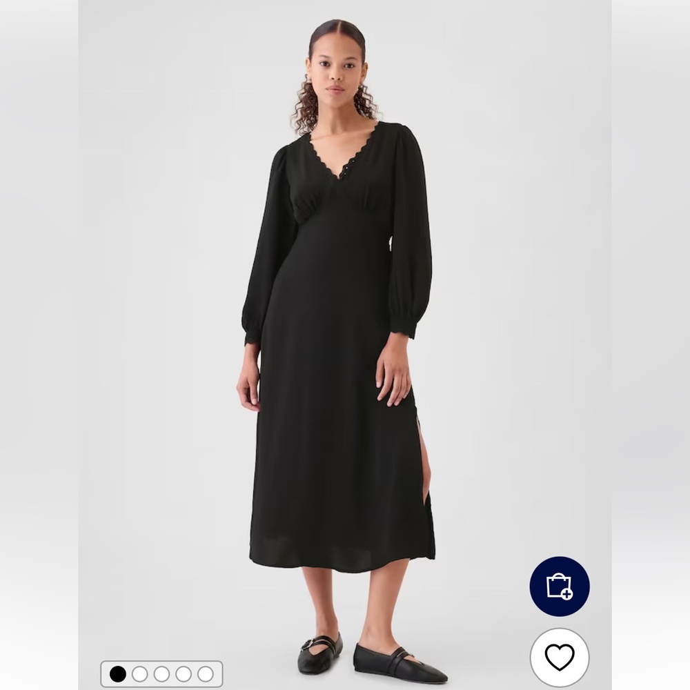 Gap Satin Empire Midi Dress - black - size small